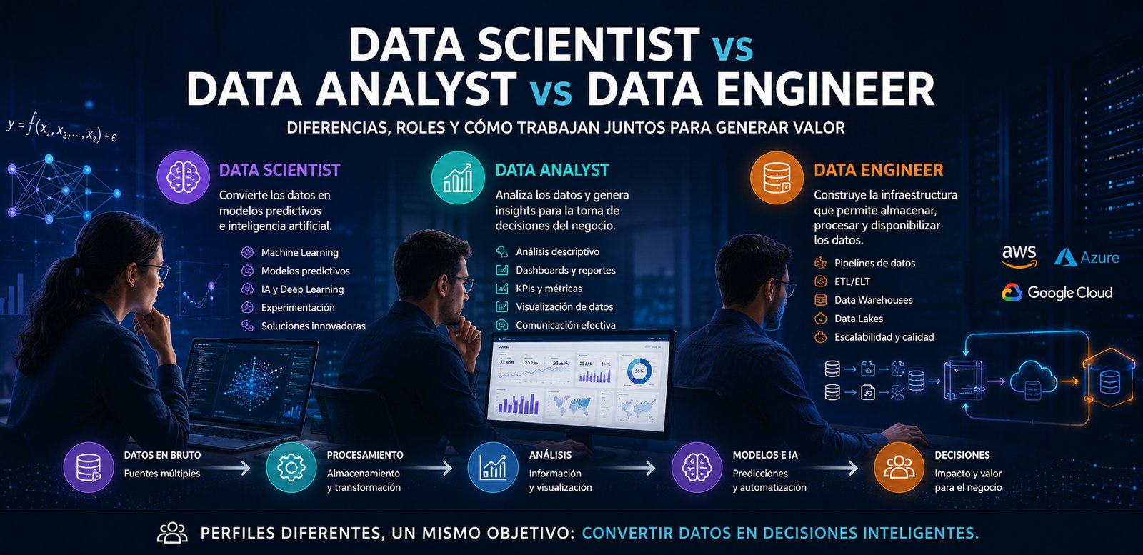 Data Scientist vs Data Analyst vs Data Engineer: ¿Cuál es la diferencia y cuál necesita tu organización en 2026?